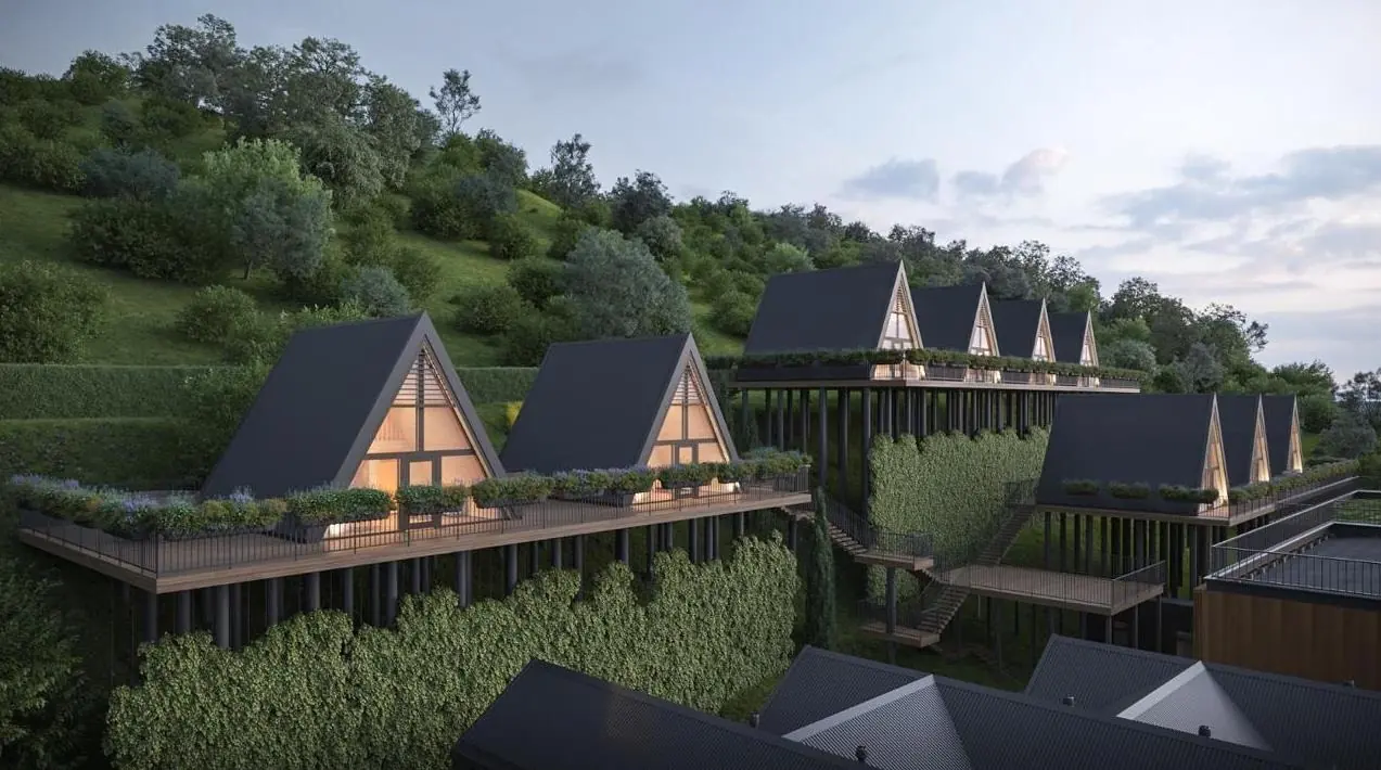 A-frame шале на металлических опорах